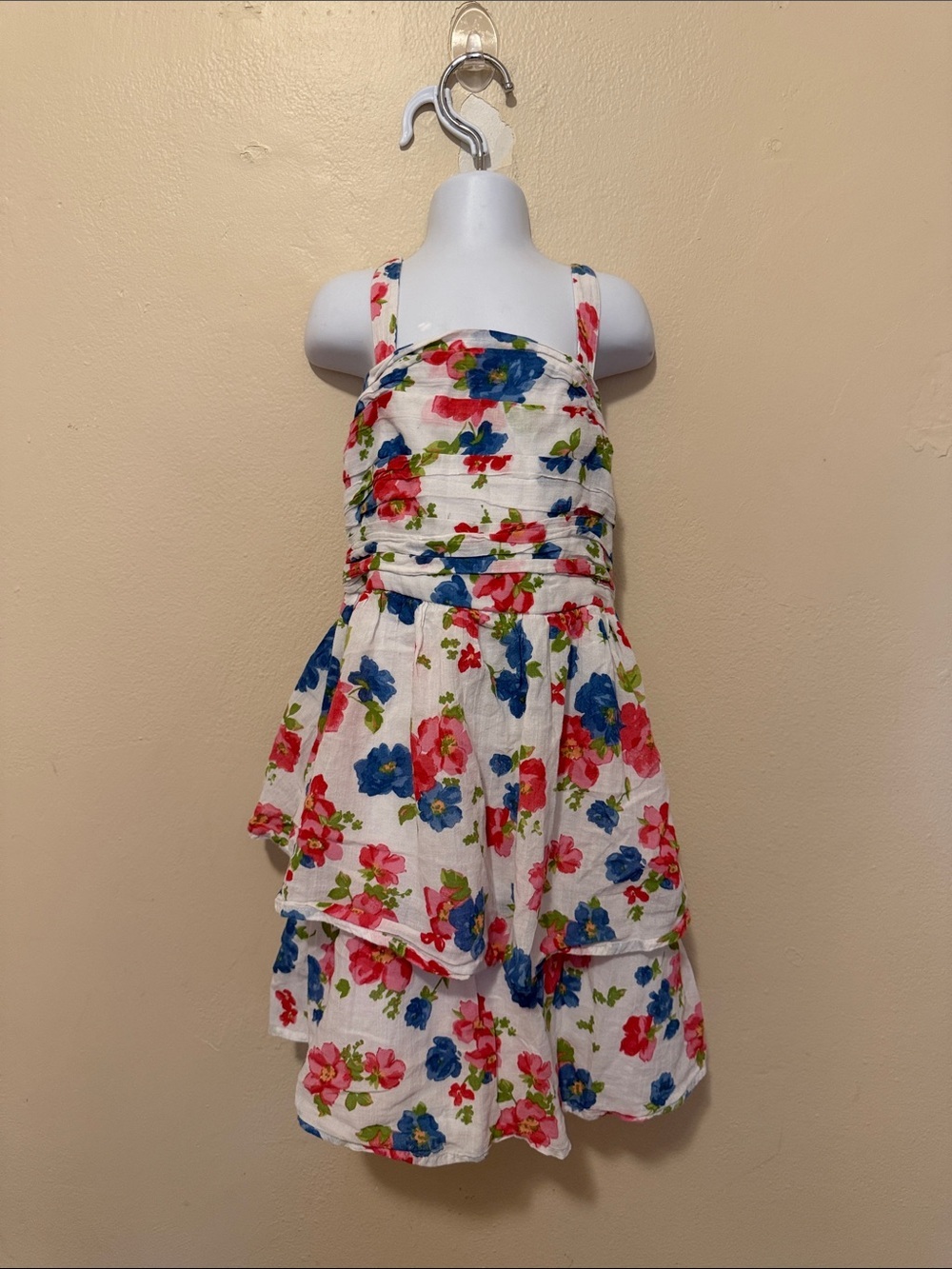 abercrombie kids White Floral Sundress with Pink & Blue Flowers